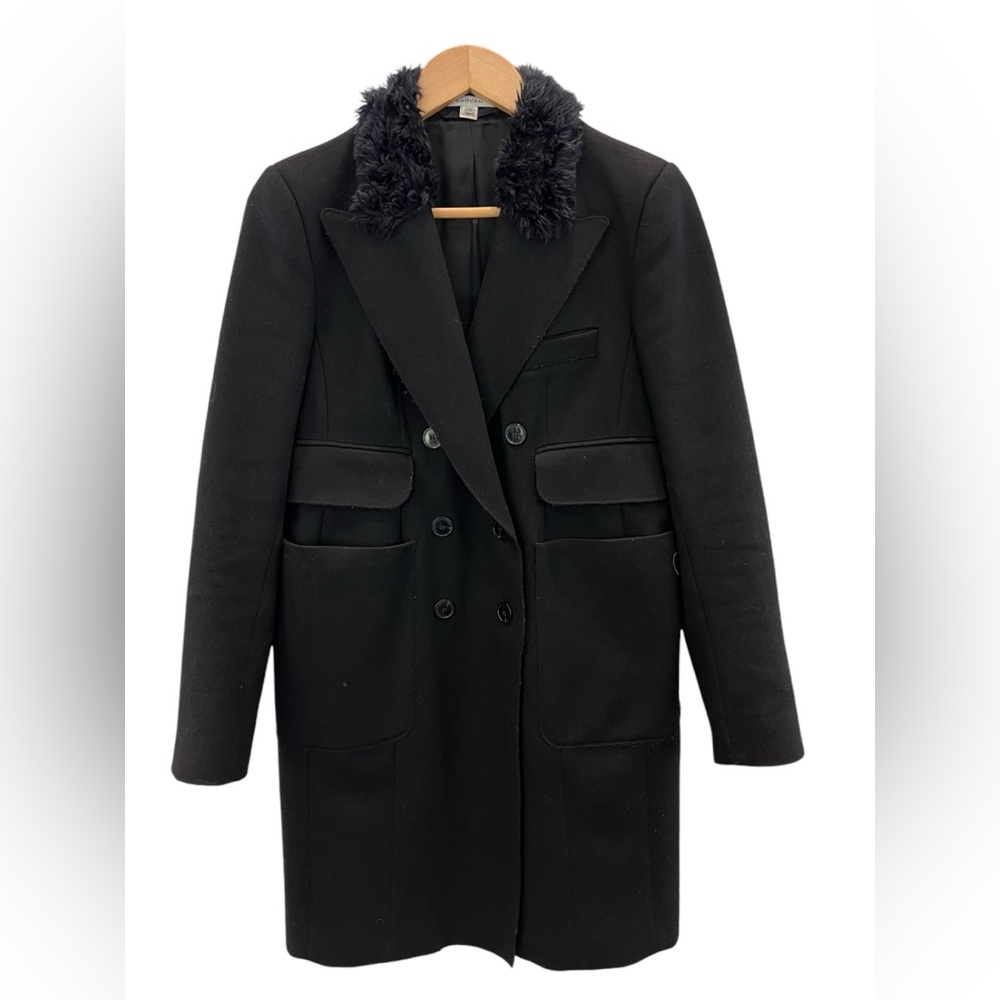 Carven black winter wool coat